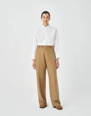 Kk Design Solid Pin Tuck Trousers Camel