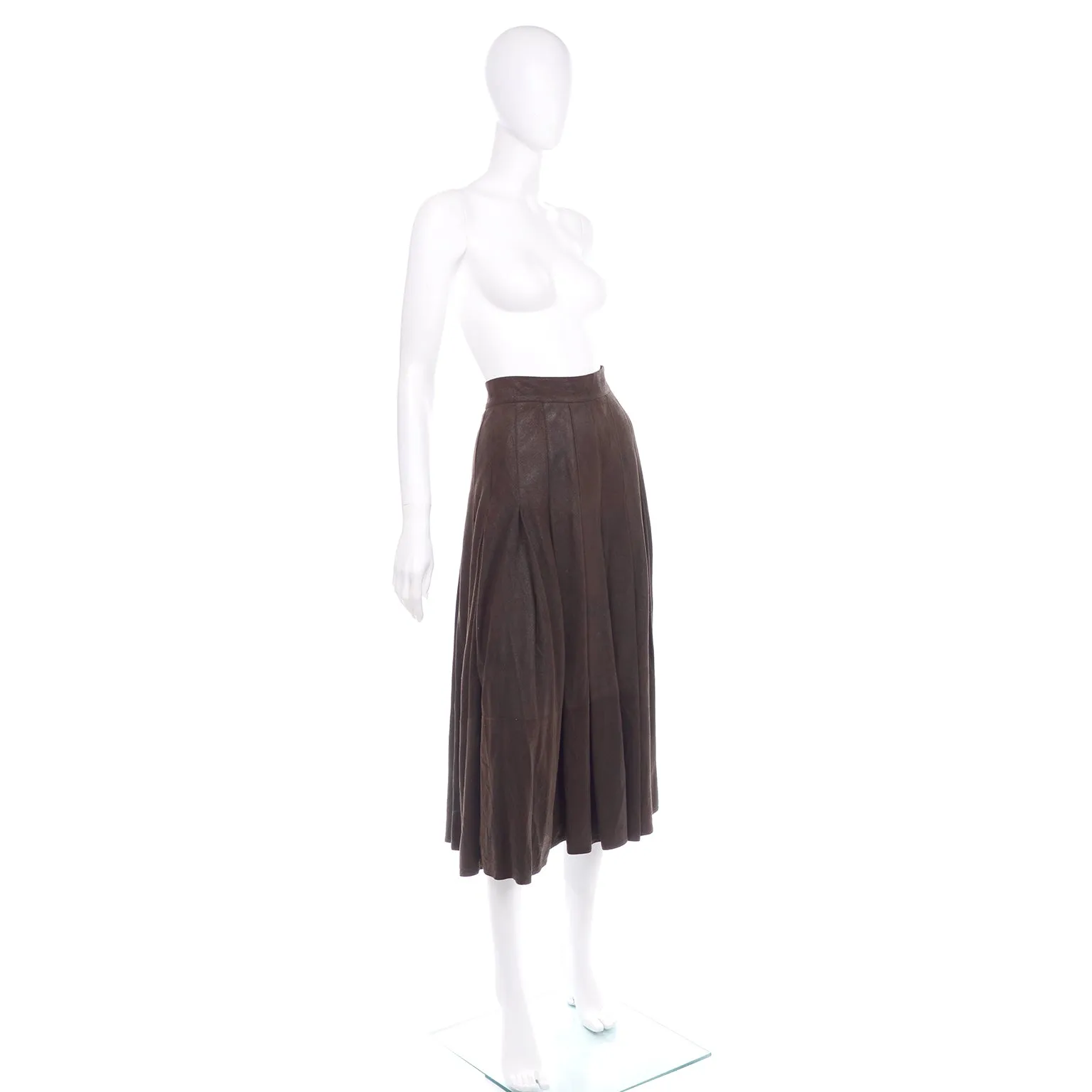 Krizia Brown Sheepskin Suede Wide Leg 1980's Vintage Culottes or Gauchos