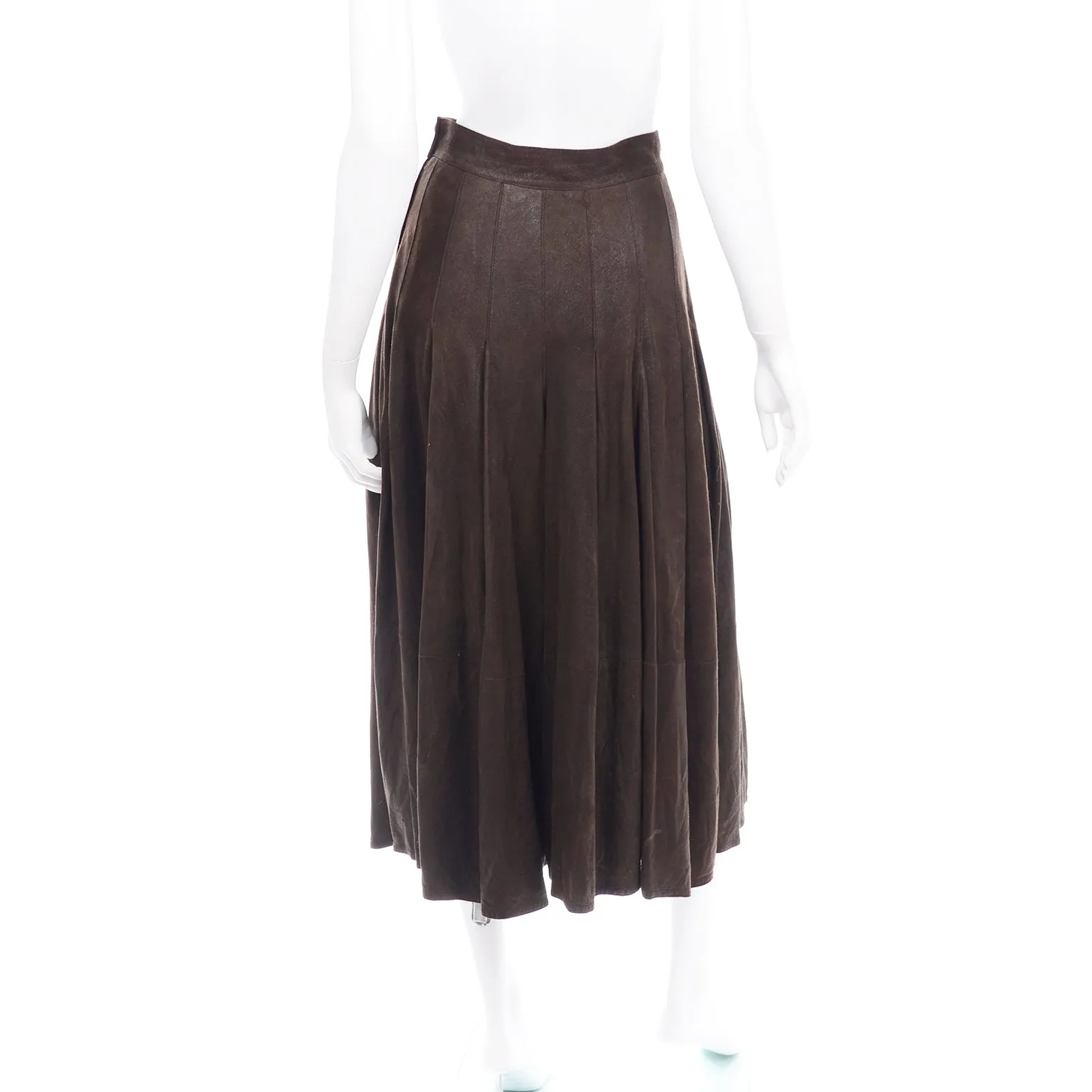 Krizia Brown Sheepskin Suede Wide Leg 1980's Vintage Culottes or Gauchos