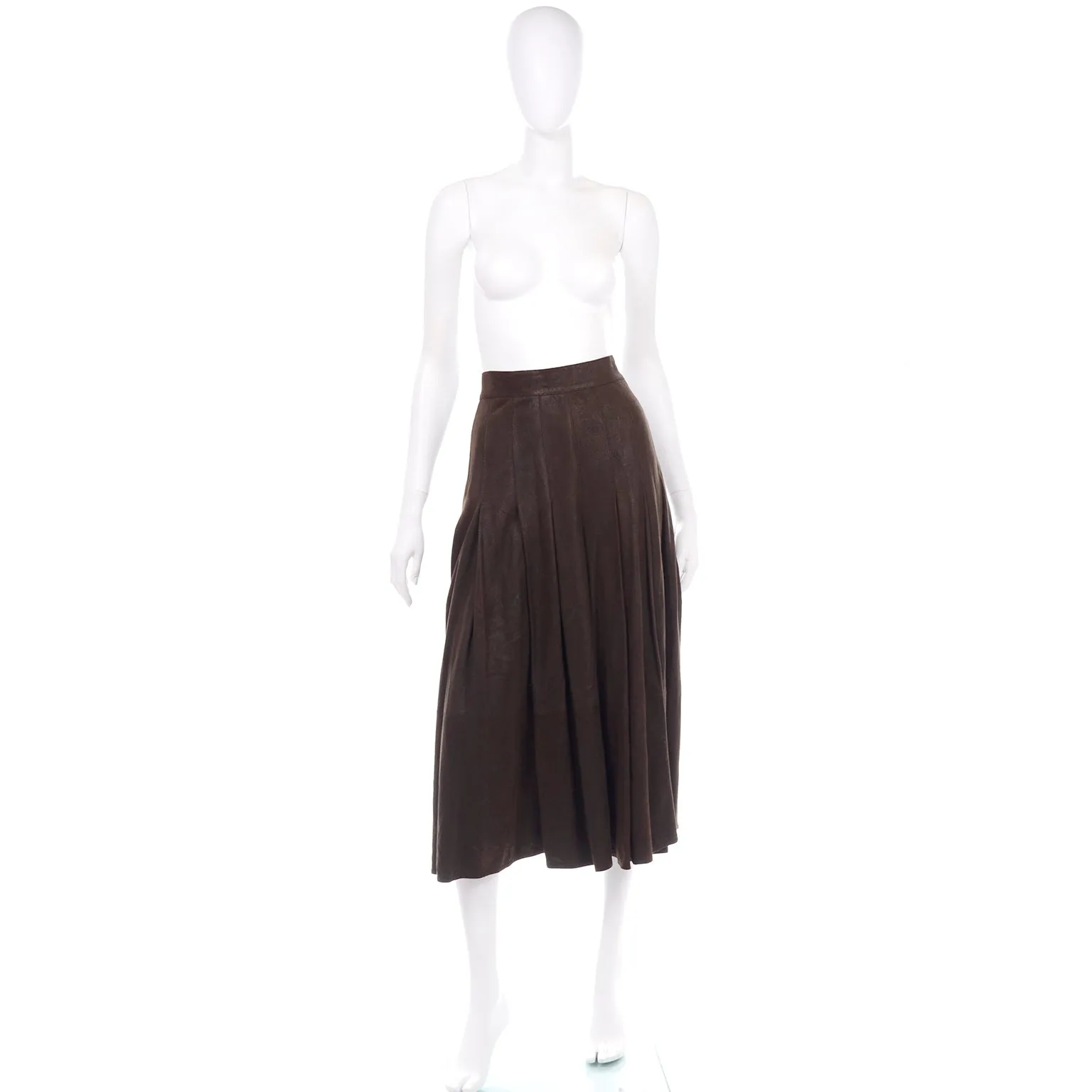 Krizia Brown Sheepskin Suede Wide Leg 1980's Vintage Culottes or Gauchos