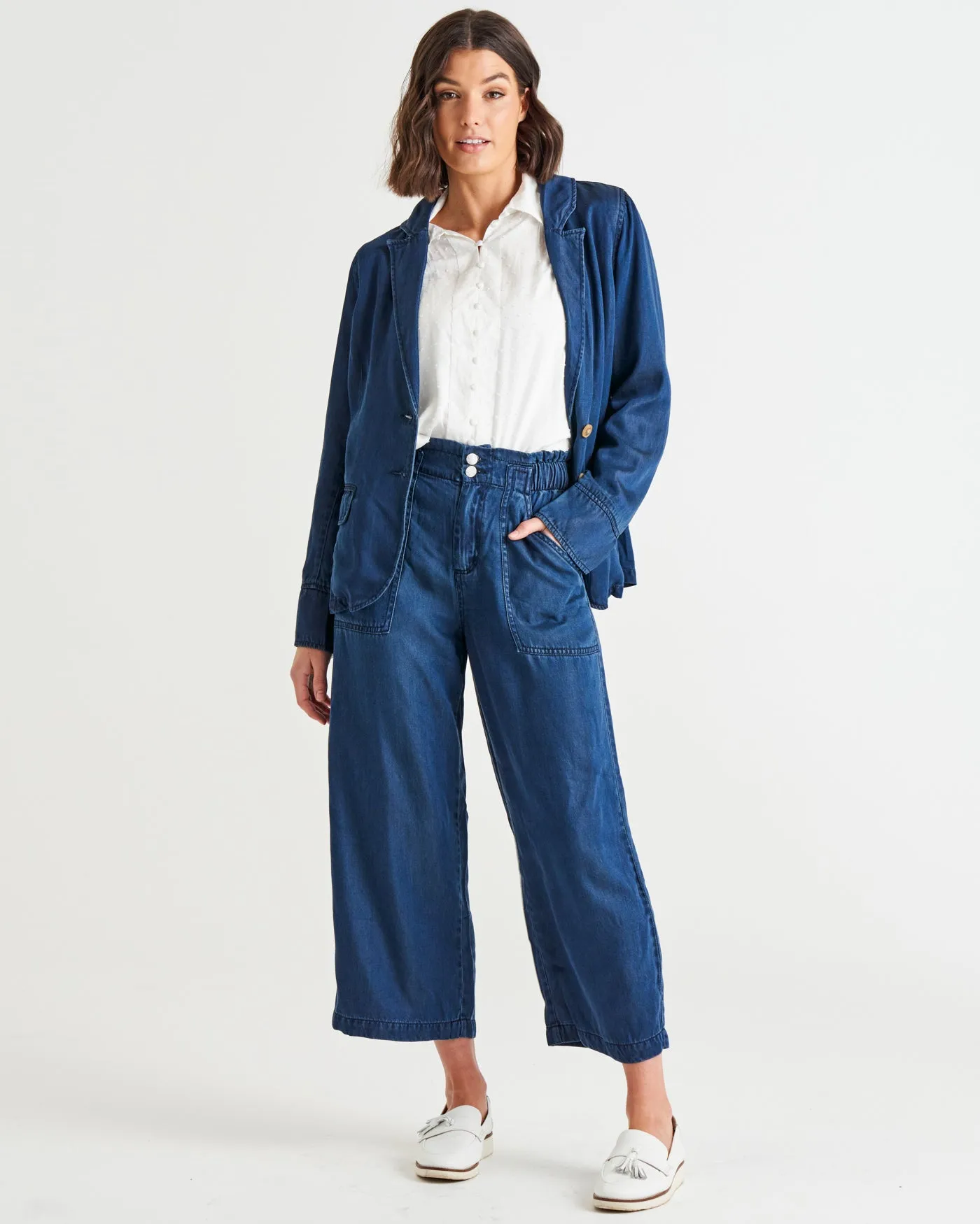 LEXTON WIDE LEG PANT - DARK RINSE