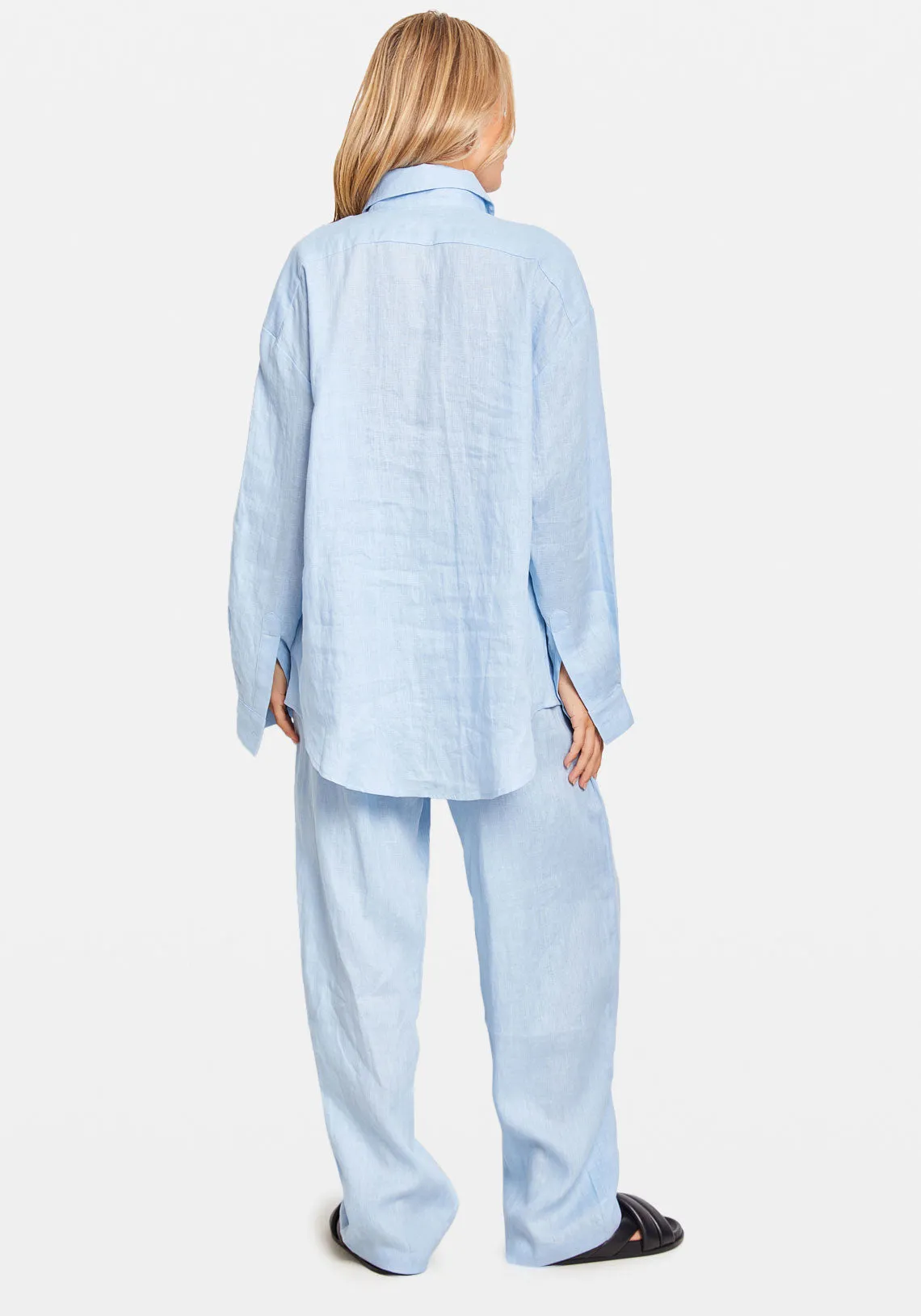 LINEN HIGH RISE TROUSER BLUE