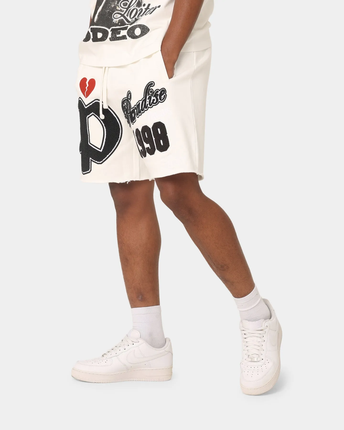 Loiter Paradise Fleece Shorts White