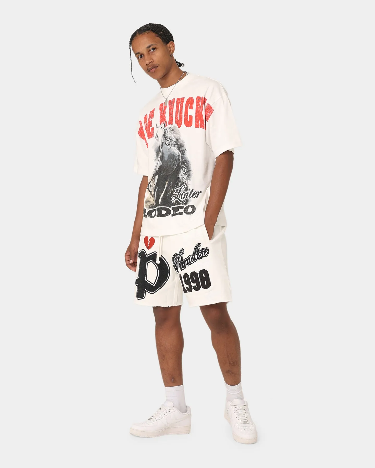 Loiter Paradise Fleece Shorts White