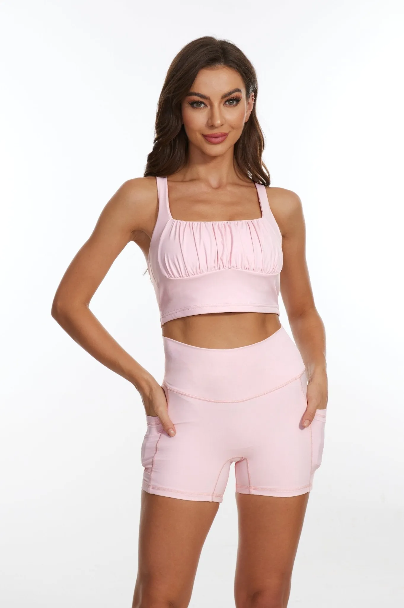 LuxeCool High-waisted Shorts - Crystal Pink