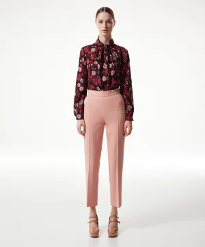 Machka Wool Blend Cigarette Fit Trousers Pink