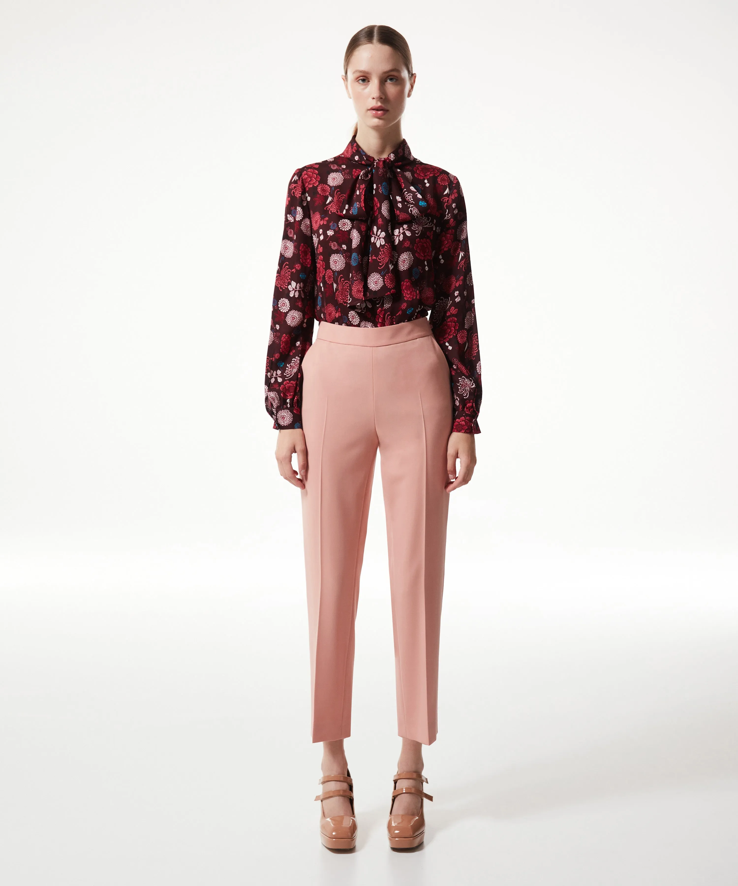 Machka Wool Blend Cigarette Fit Trousers Pink