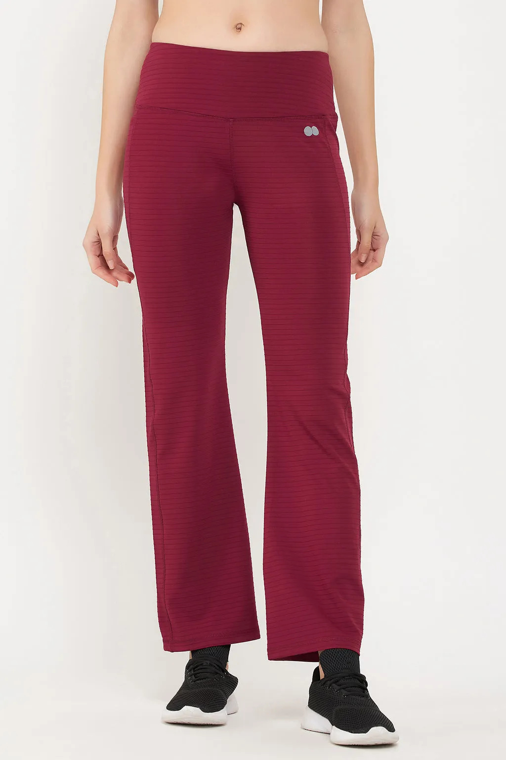 Maroon High-Rise Flared Yoga Pants with Side Pocket