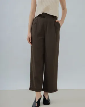 Megan Straight Cut Soft Trousers (Brown)