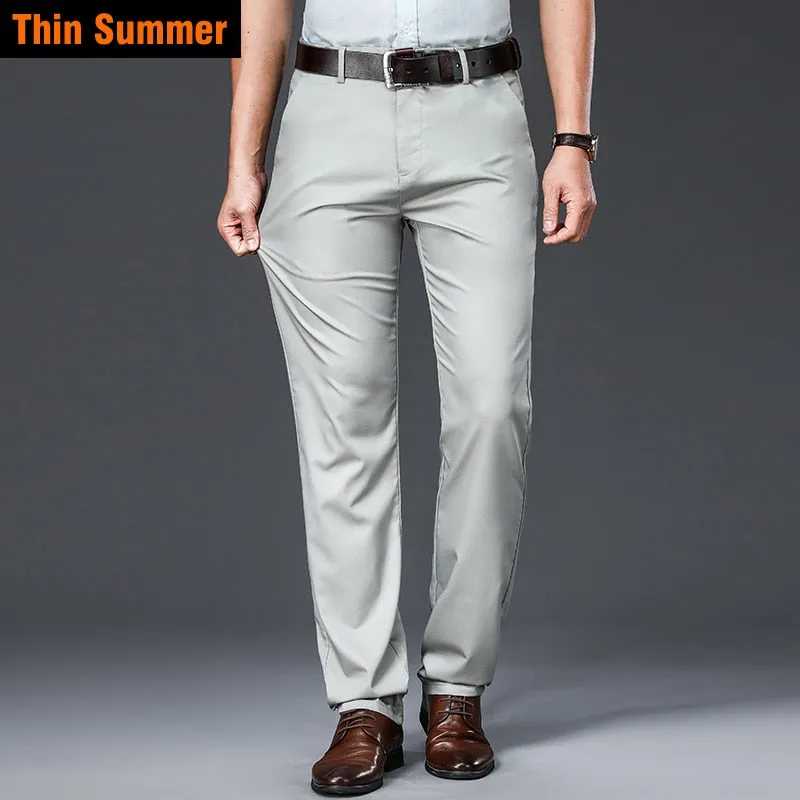 Men's Bamboo Fiber Classic Style Khaki Business Trousers