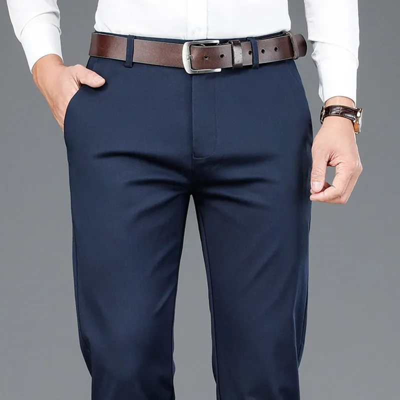 Men's Bamboo Fiber Classic Style Khaki Business Trousers