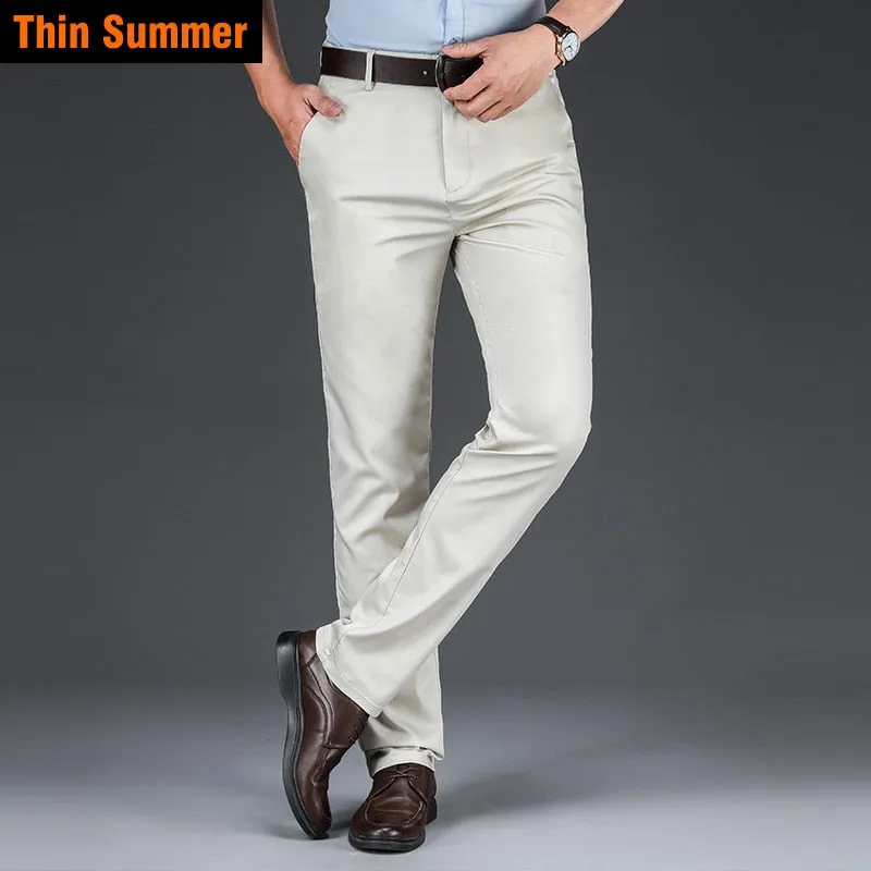 Men's Bamboo Fiber Classic Style Khaki Business Trousers