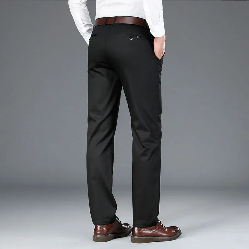 Men's Bamboo Fiber Classic Style Khaki Business Trousers