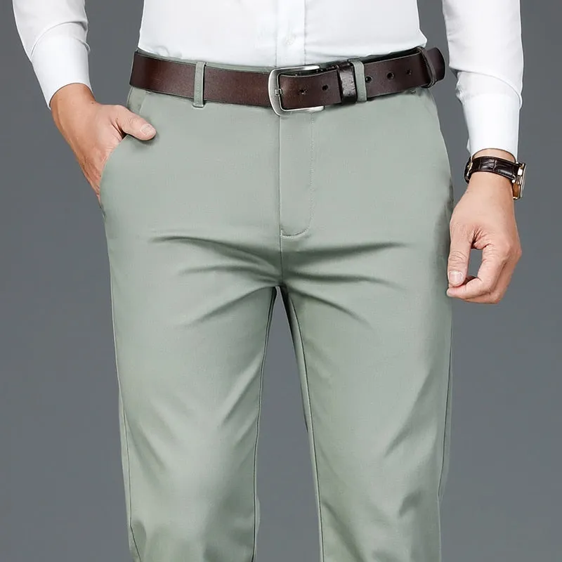 Men's Bamboo Fiber Classic Style Khaki Business Trousers