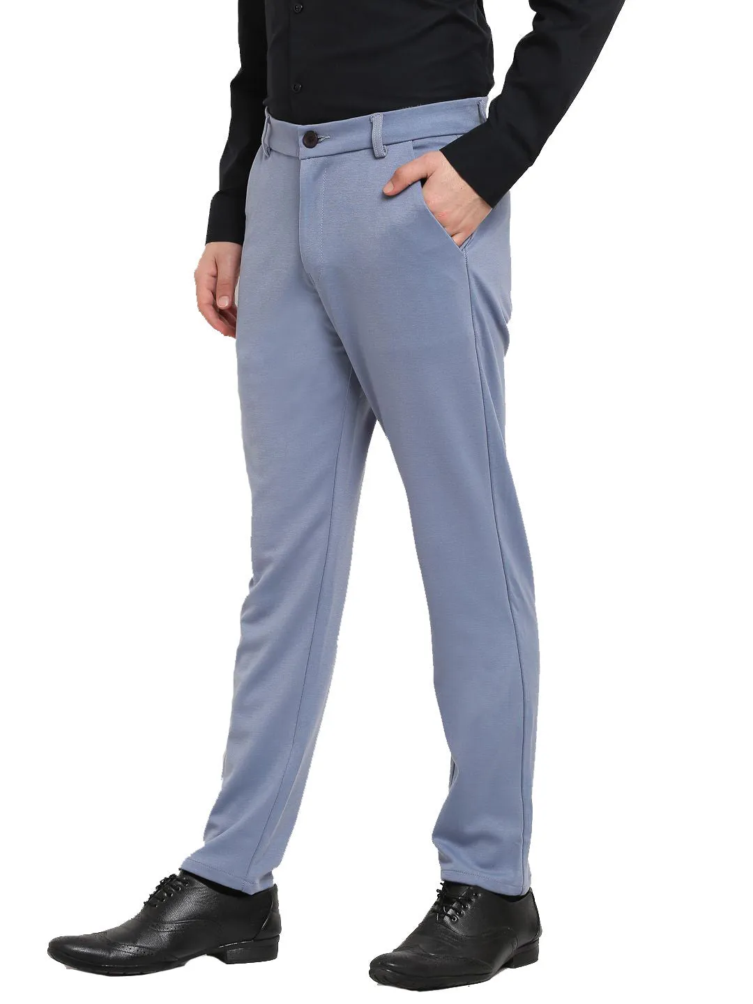 Men's Grey 4-Way Lycra Tapered Fit Trousers ( FGP 269Grey ) - Jainish