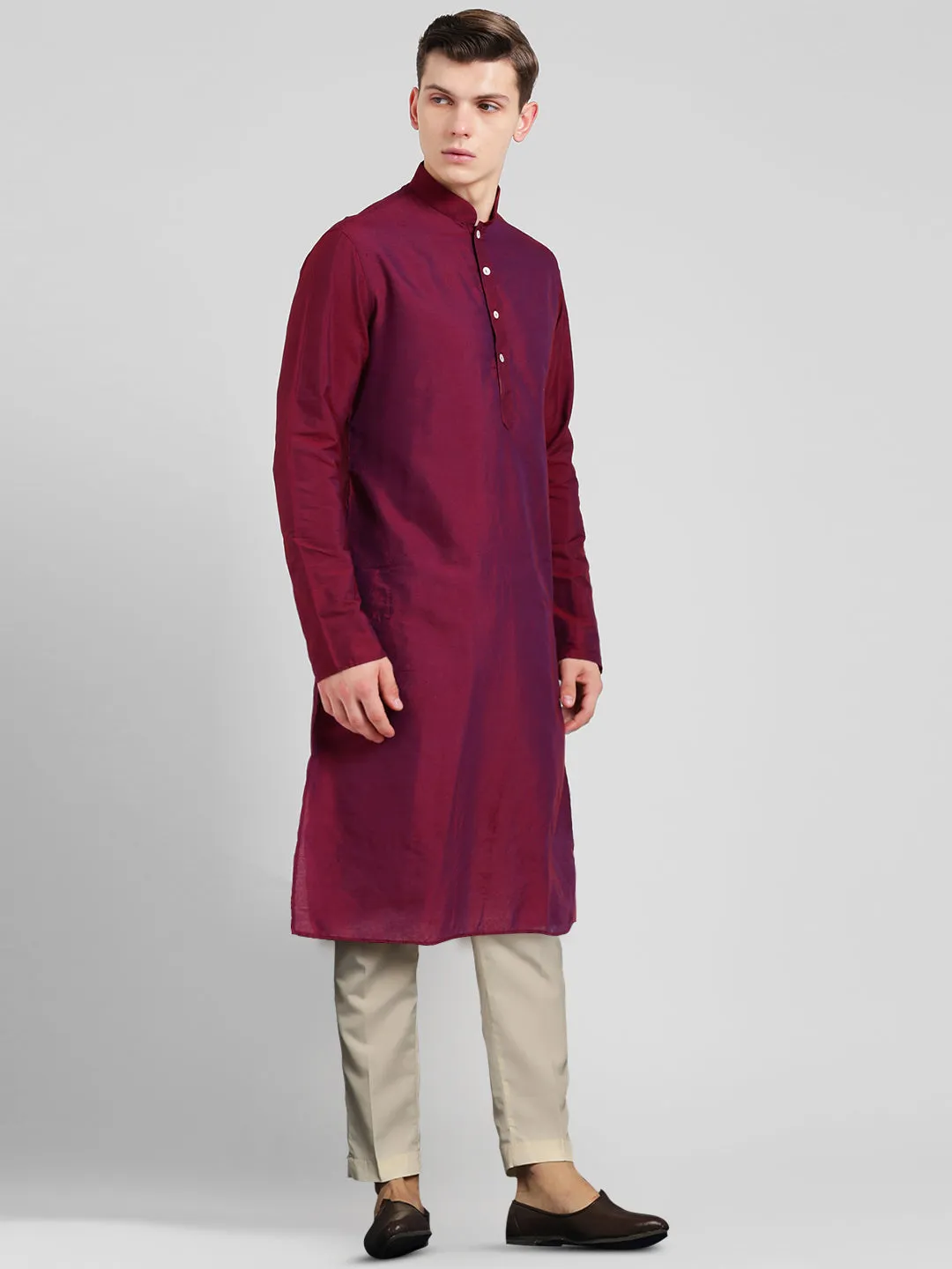 Men's Magenta Kurta Trousers Set