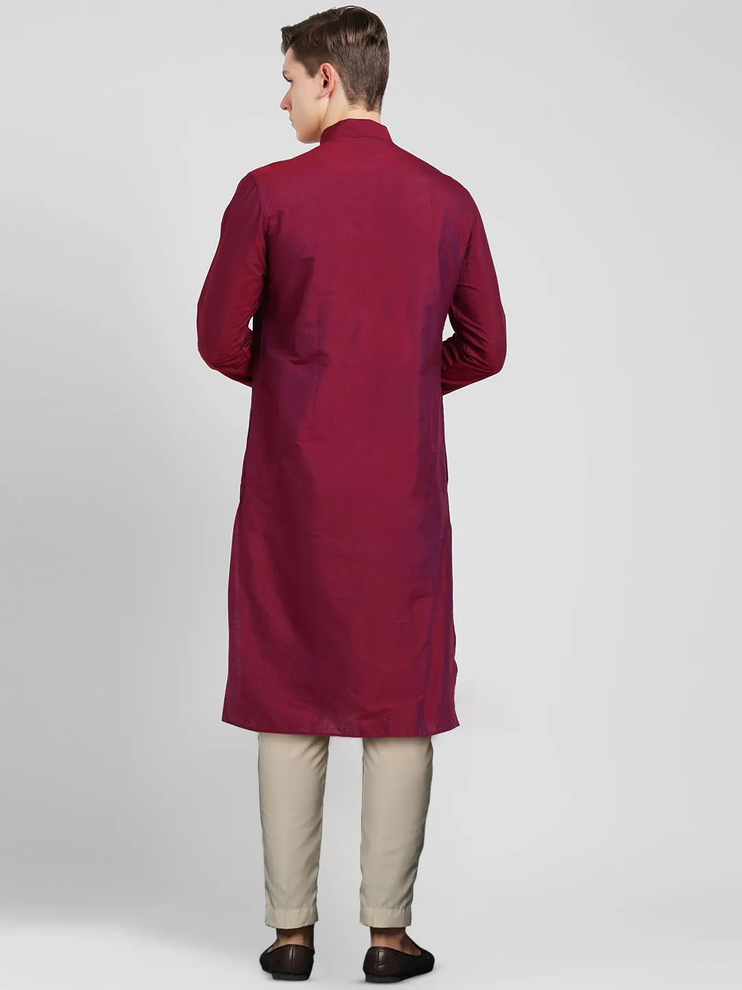 Men's Magenta Kurta Trousers Set