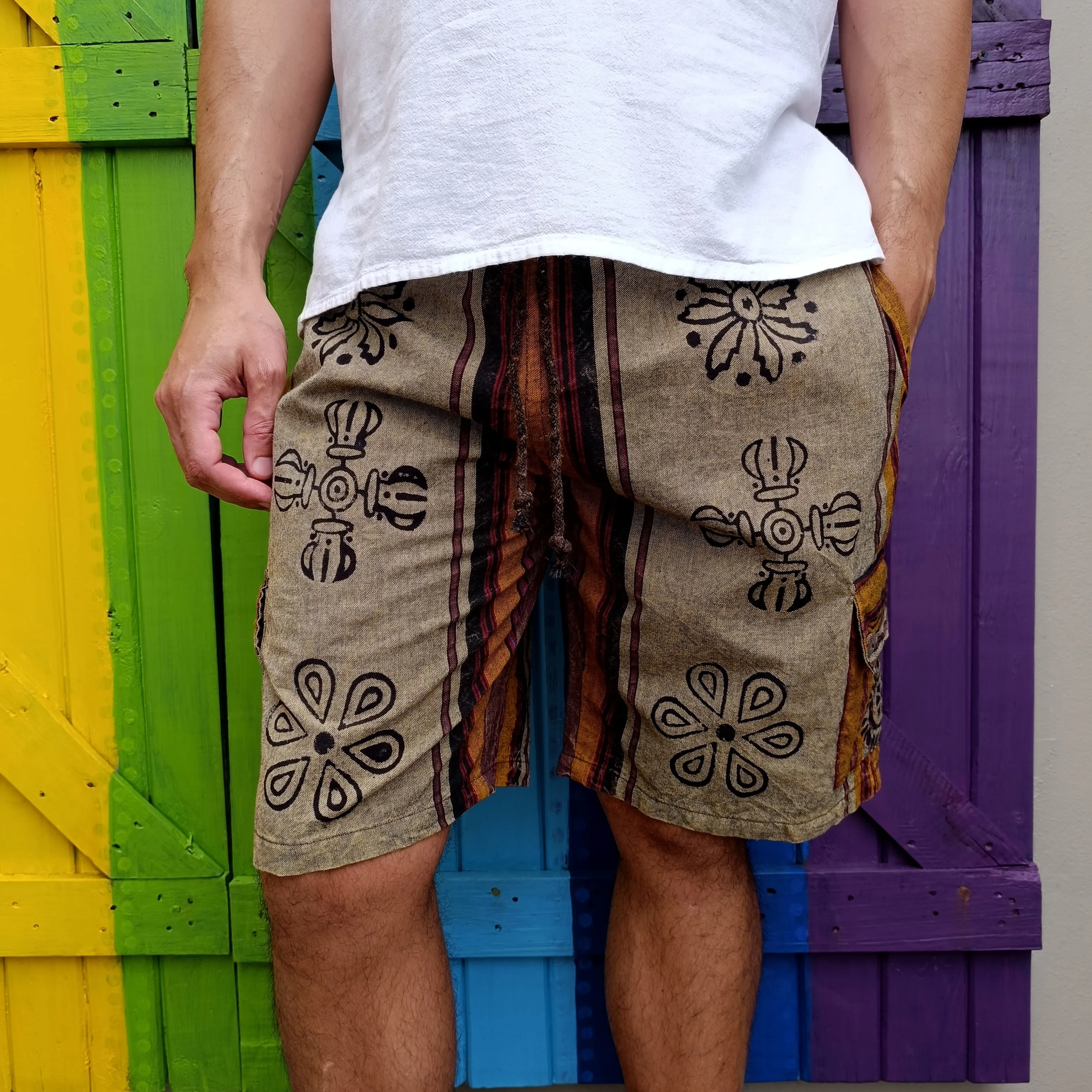 Men's Thick Cotton Shorts Shayma Acid Washed Hippie Shorts