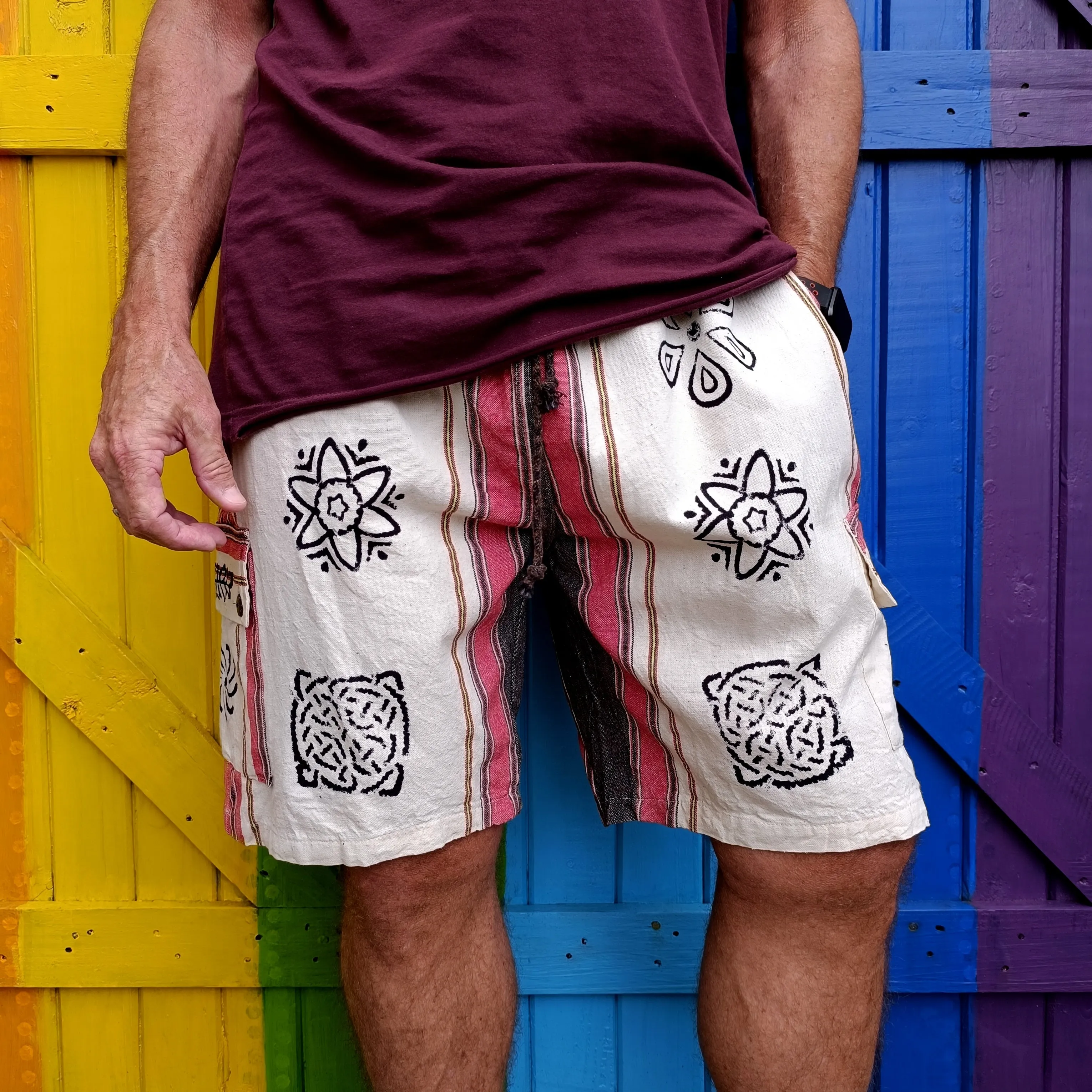 Men's Thick Cotton Shorts Shayma Acid Washed Hippie Shorts