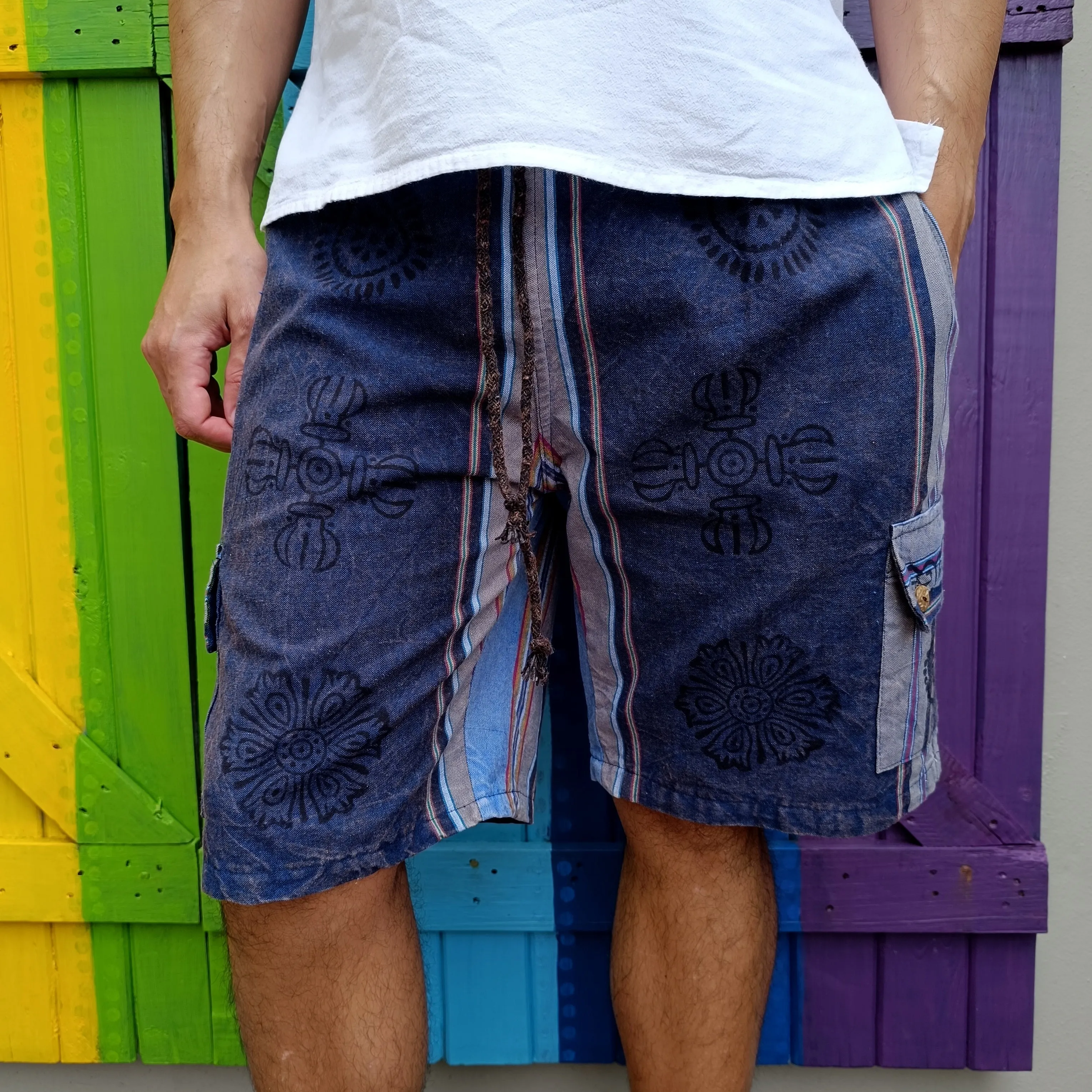 Men's Thick Cotton Shorts Shayma Acid Washed Hippie Shorts