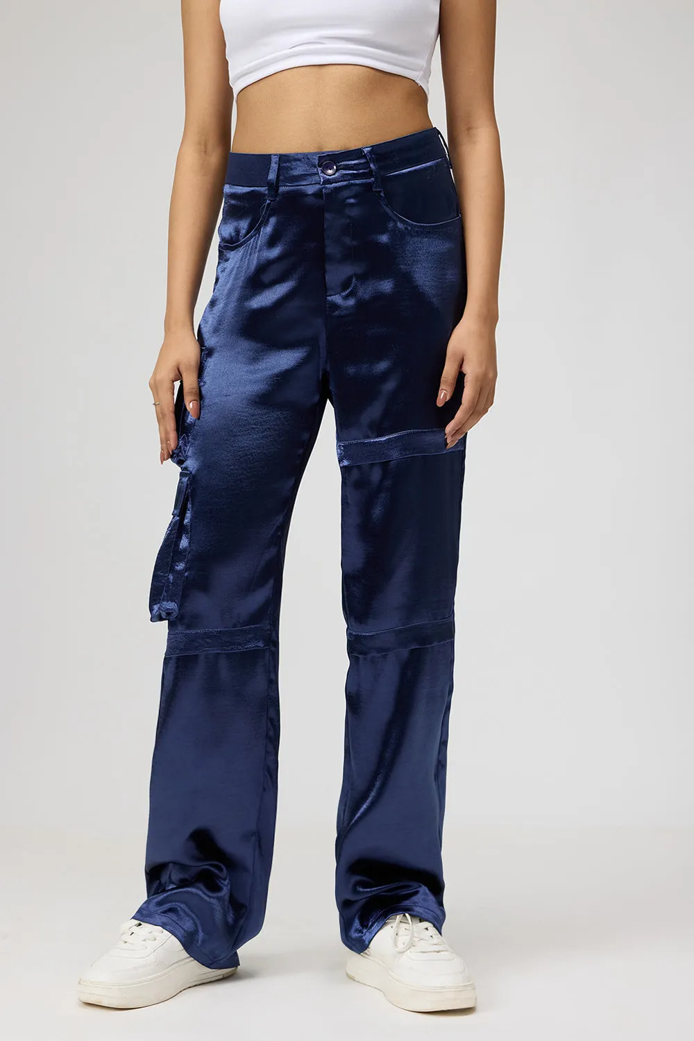 Metallic Blue Cargo Trouser