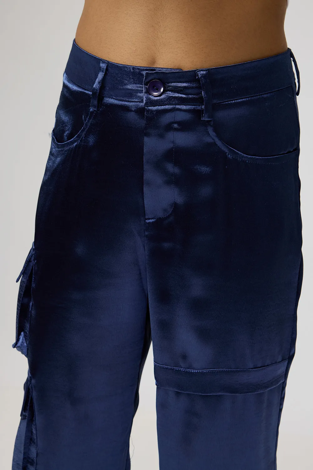 Metallic Blue Cargo Trouser