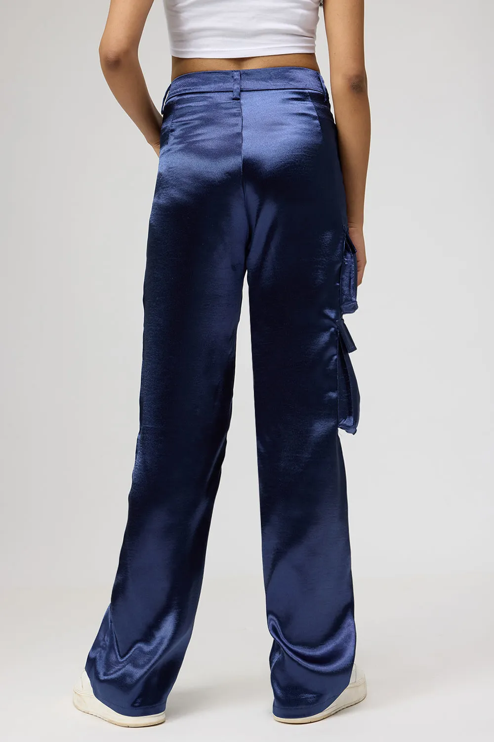 Metallic Blue Cargo Trouser