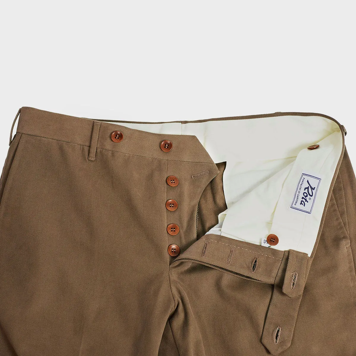 Mocha cotton twill trousers