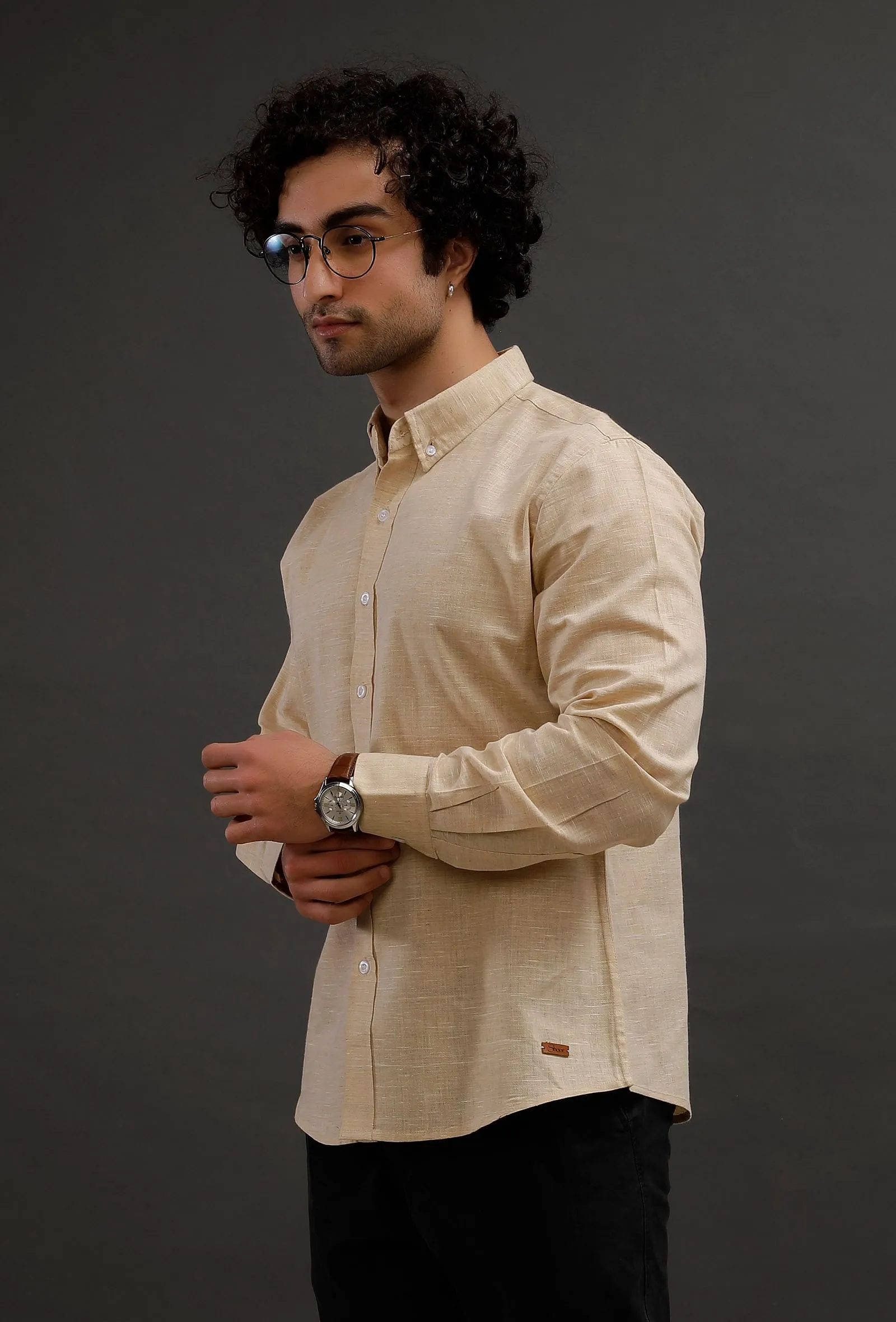 Muted Brown Cotton Slim Fit Shirt