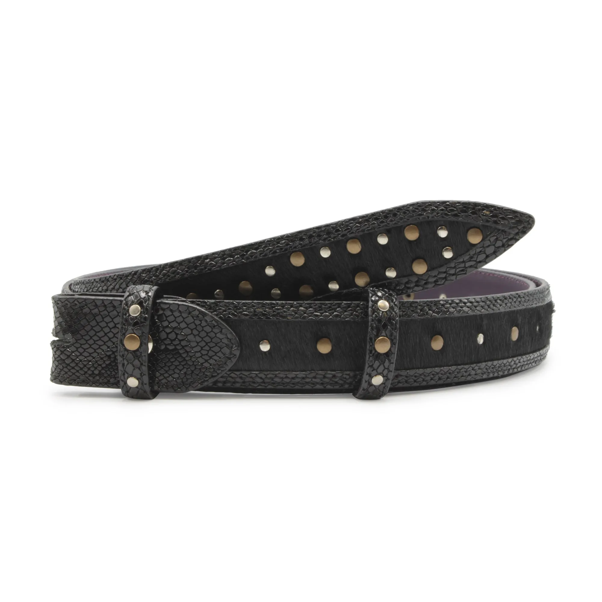 Narrow Studded Pony/Python Mix "Rotten" Belt Strap