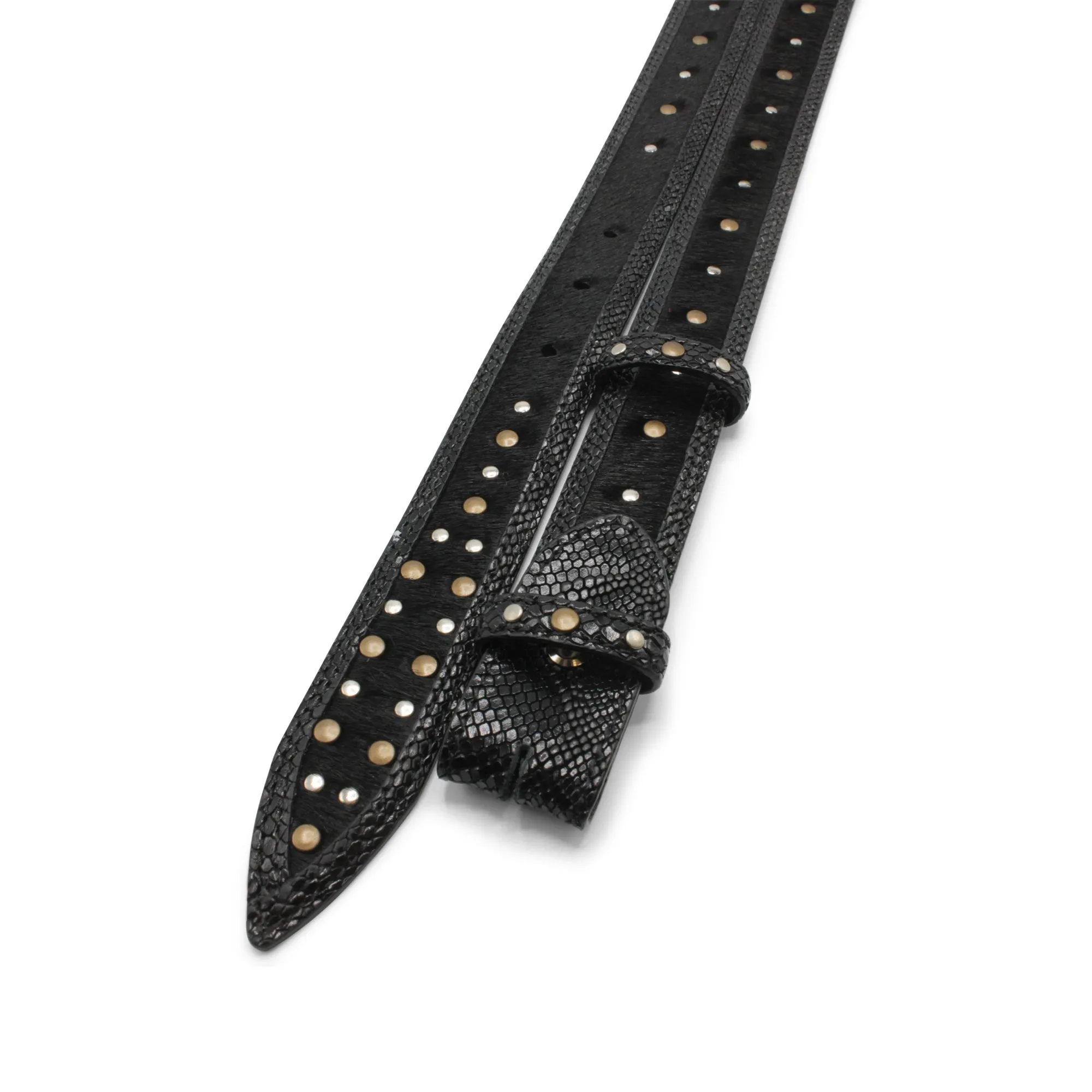 Narrow Studded Pony/Python Mix "Rotten" Belt Strap