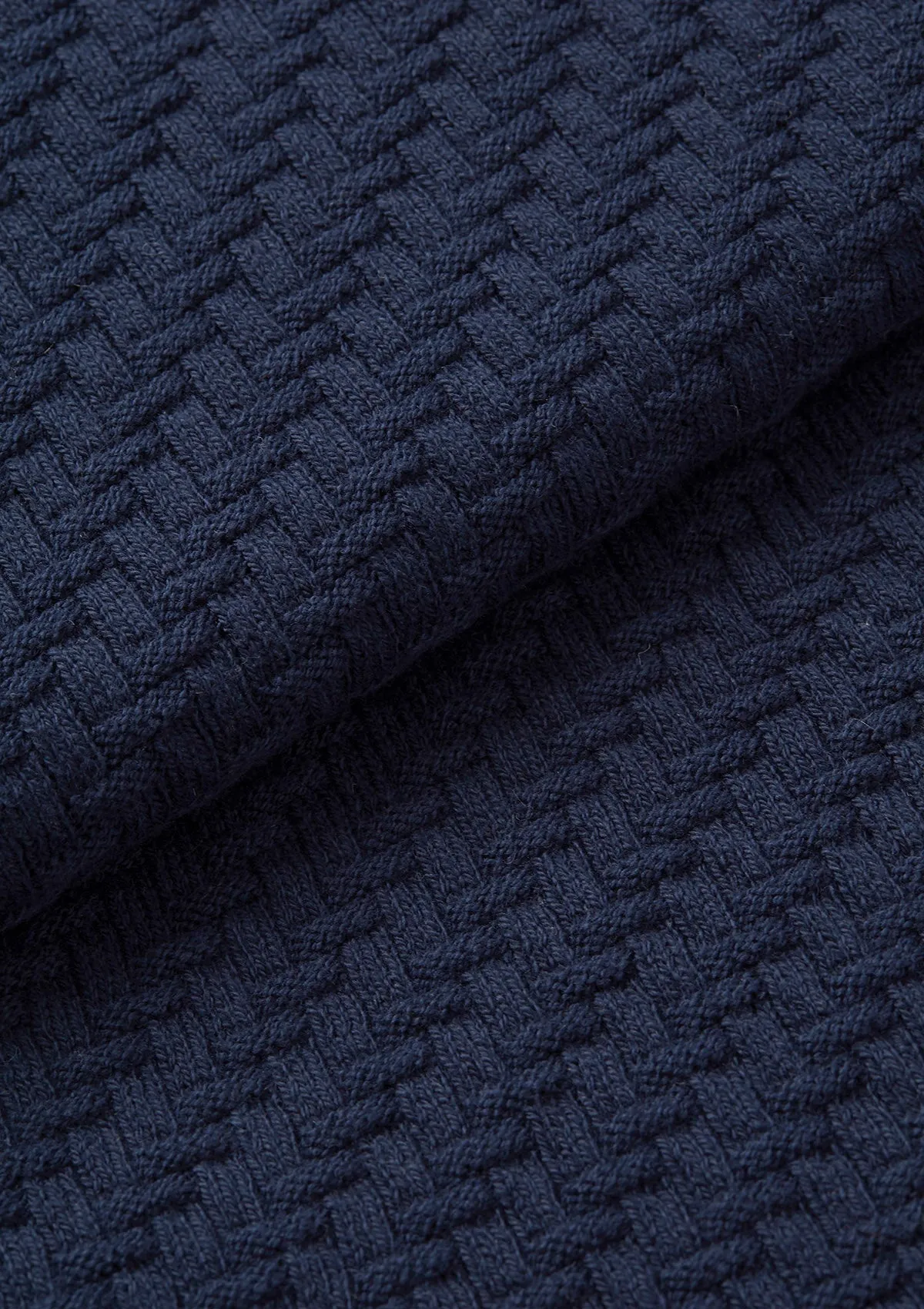 Navy Herringbone Knit Polo