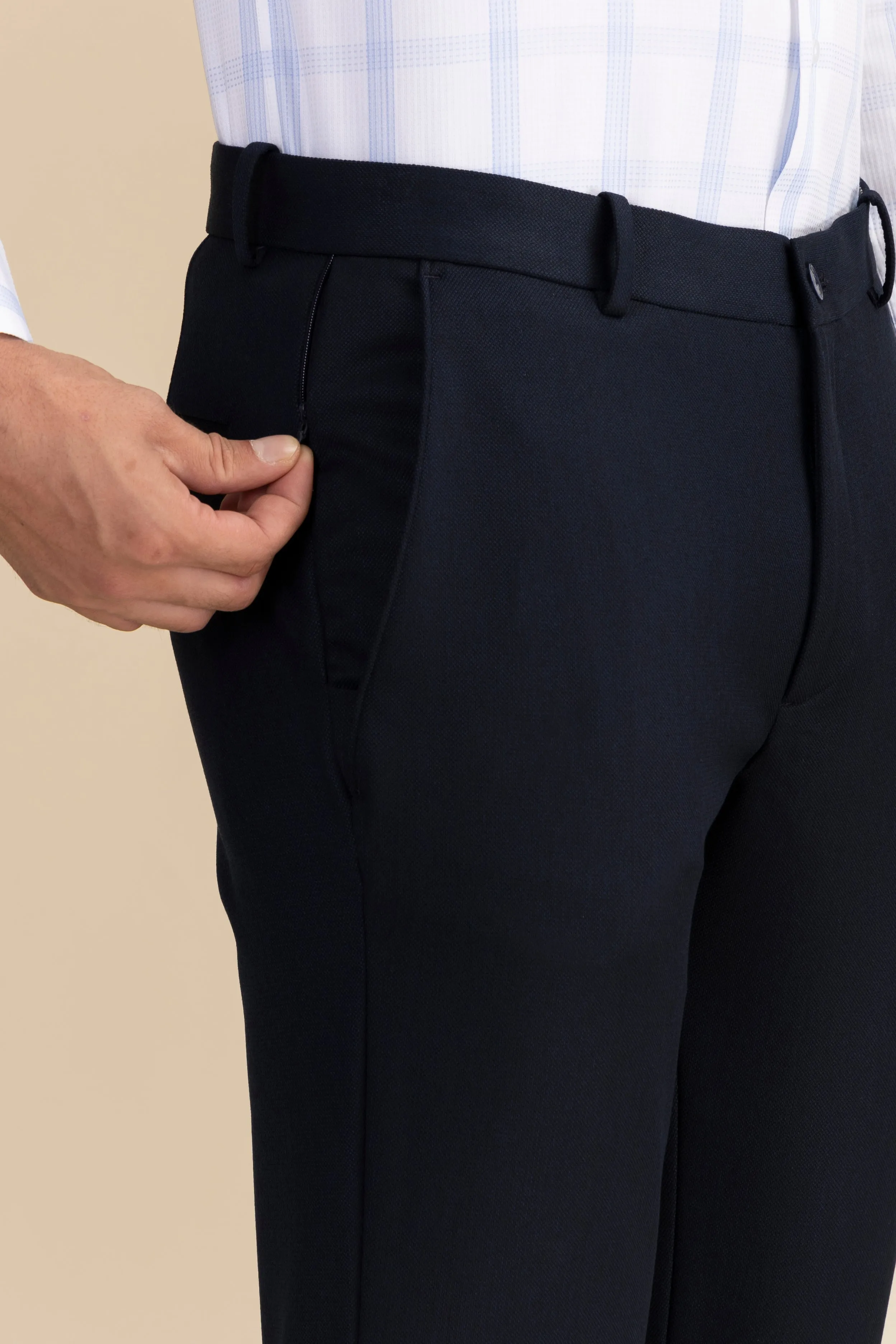 Navy Zipper Formal Trousers