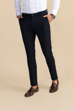 Navy Zipper Formal Trousers