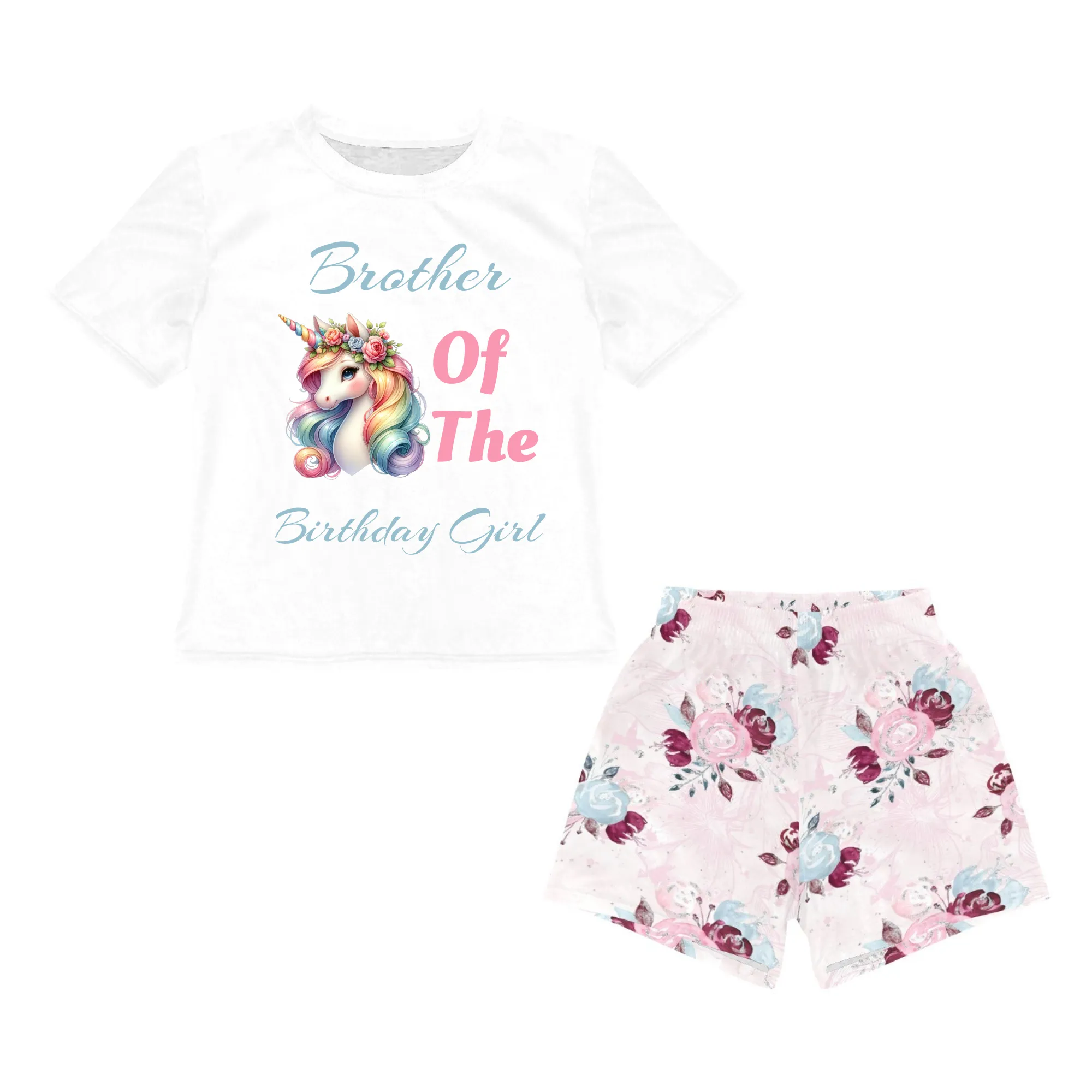 Personalised Matching Unicorn Birthday Shirt and Short Sets