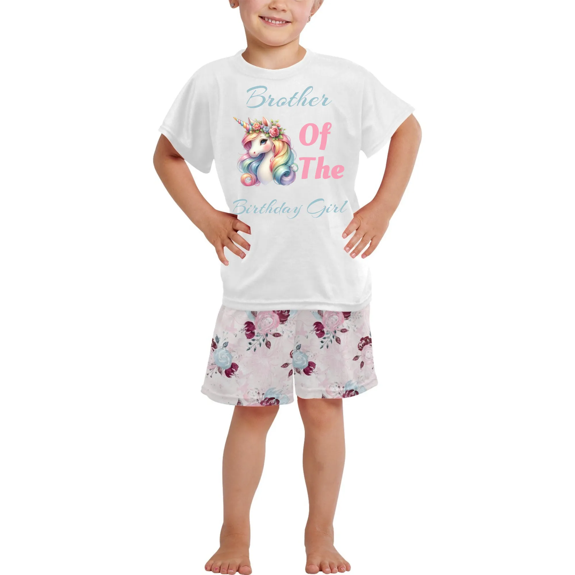 Personalised Matching Unicorn Birthday Shirt and Short Sets