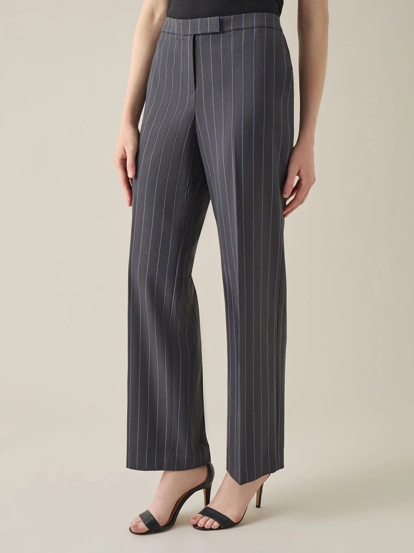 Pinstripe Fly Front Trousers