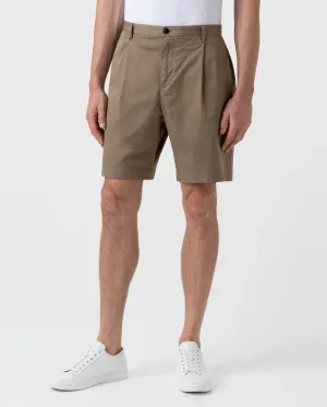 PLEATED TWILL SHORT / DARK STONE