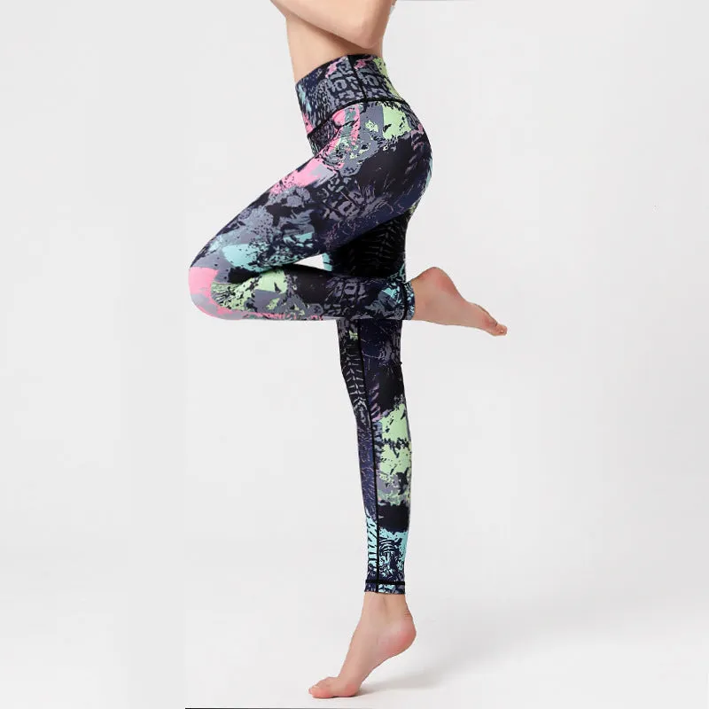 Printed yoga pants sports tights quick-drying ladies fitness pants