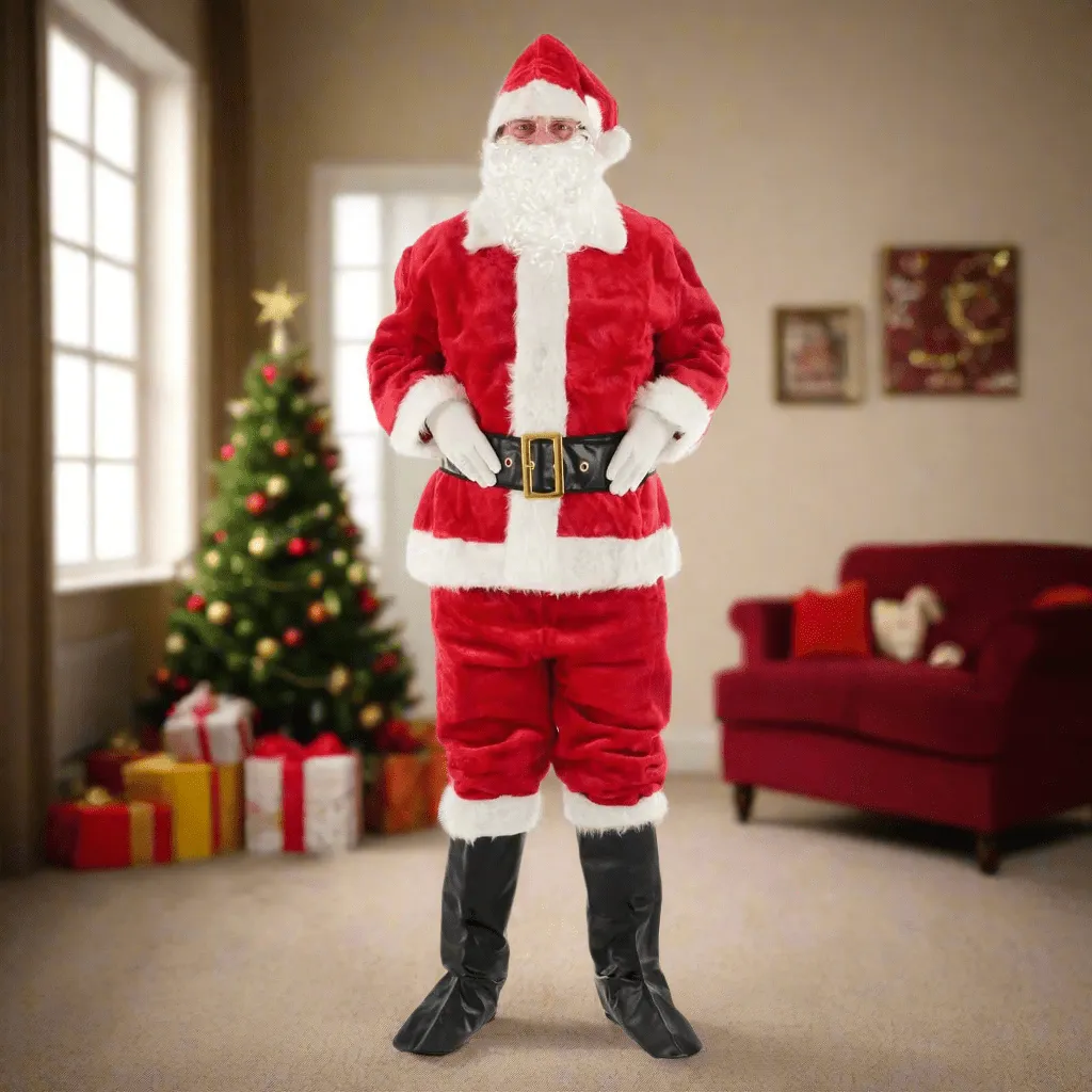 Professional 8 Piece Santa Suit Christmas Costume Xmas Party