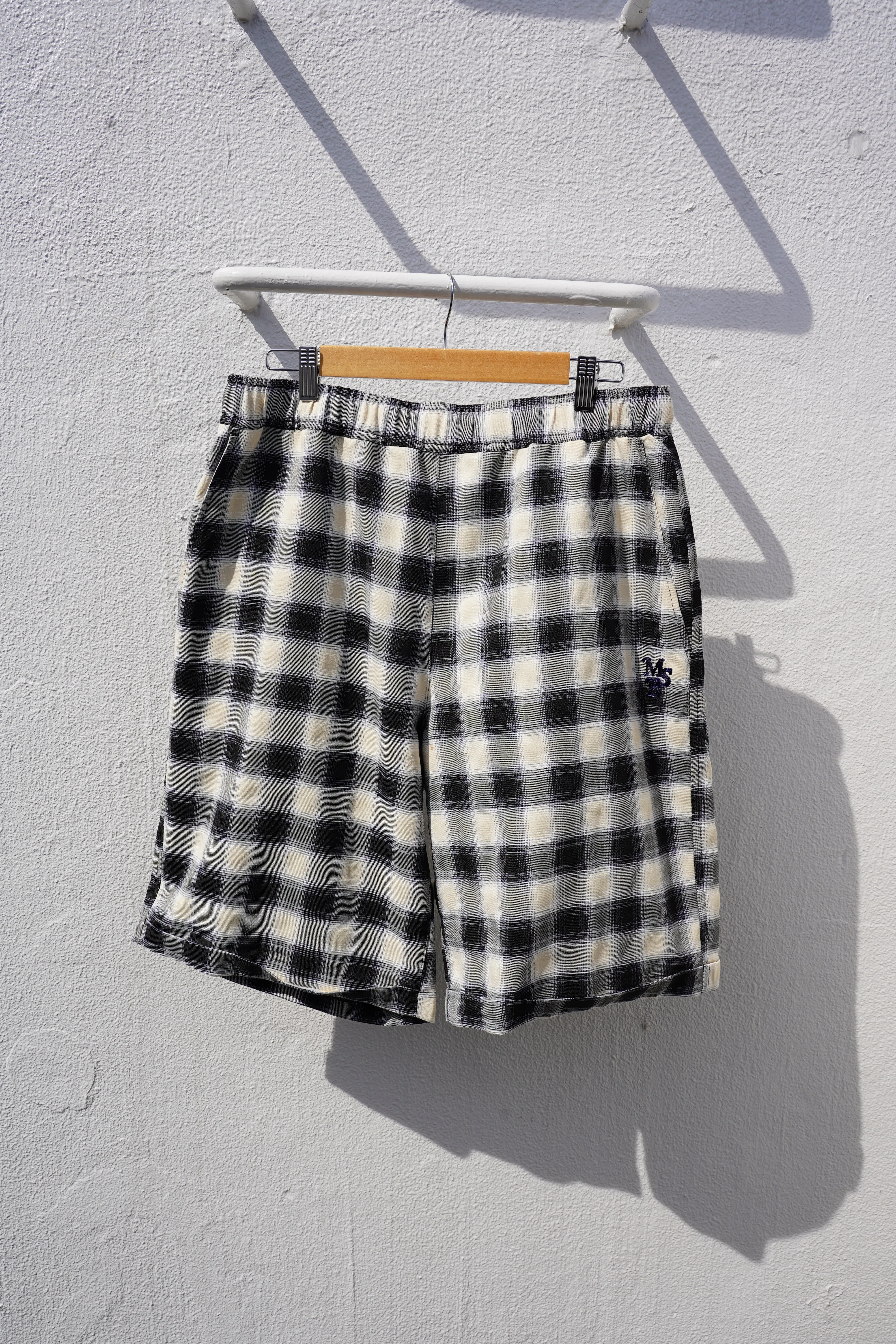 relaxed check shorts