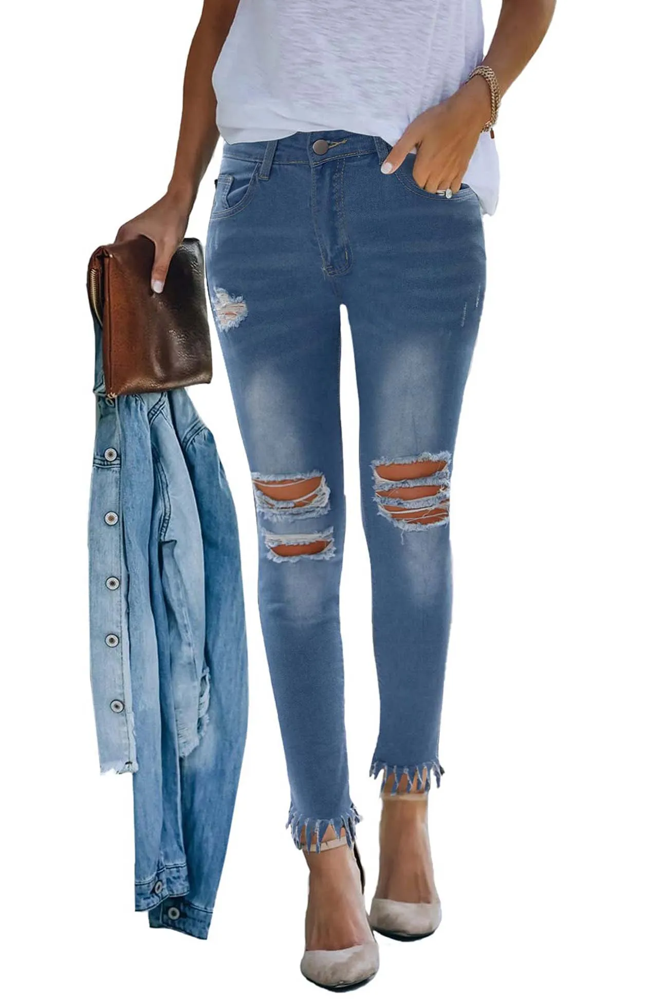 Ripped High Waist Skinny Jeans