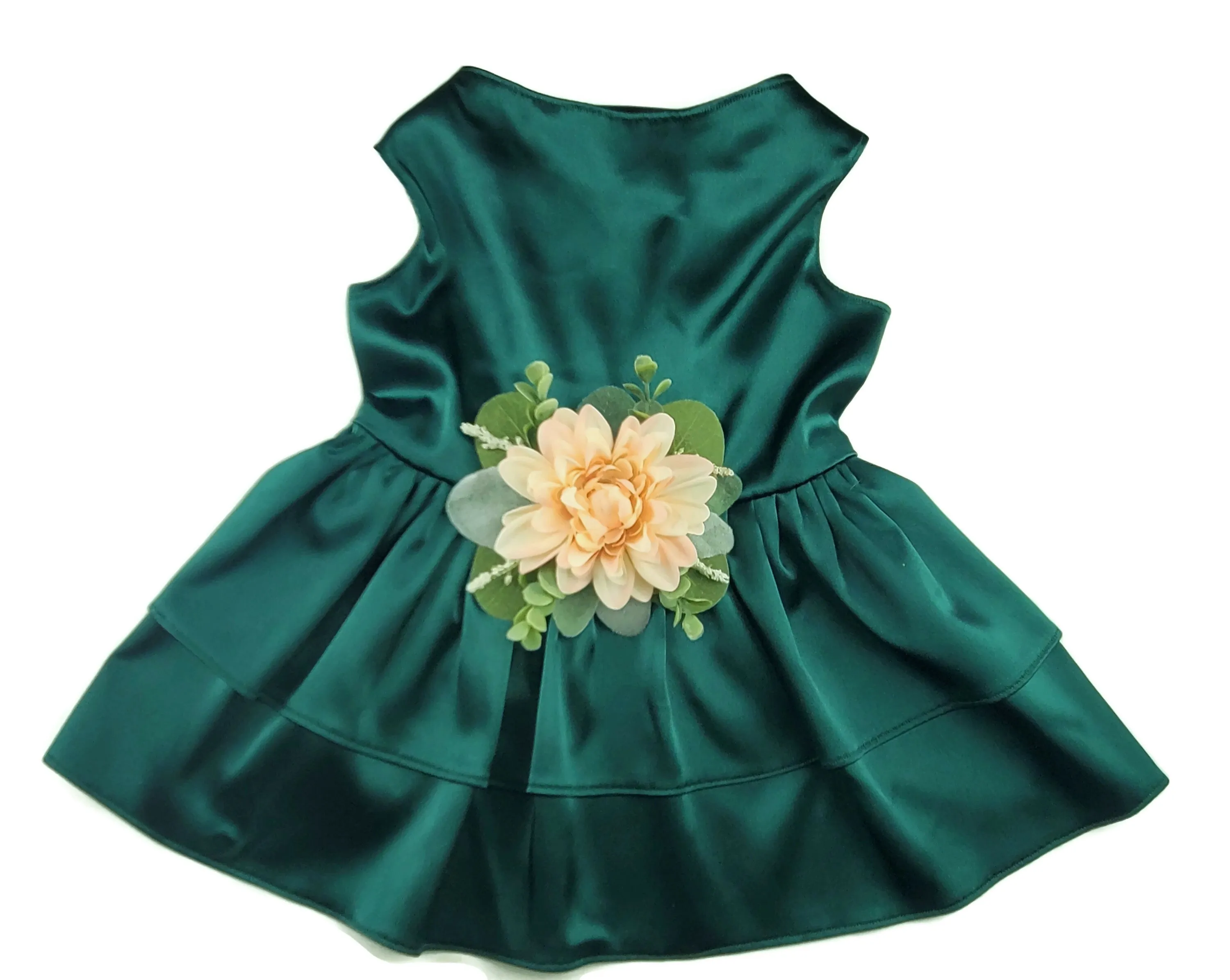 Satin Pet Dress | The Phoebe | 10 Color Options | Forest Green