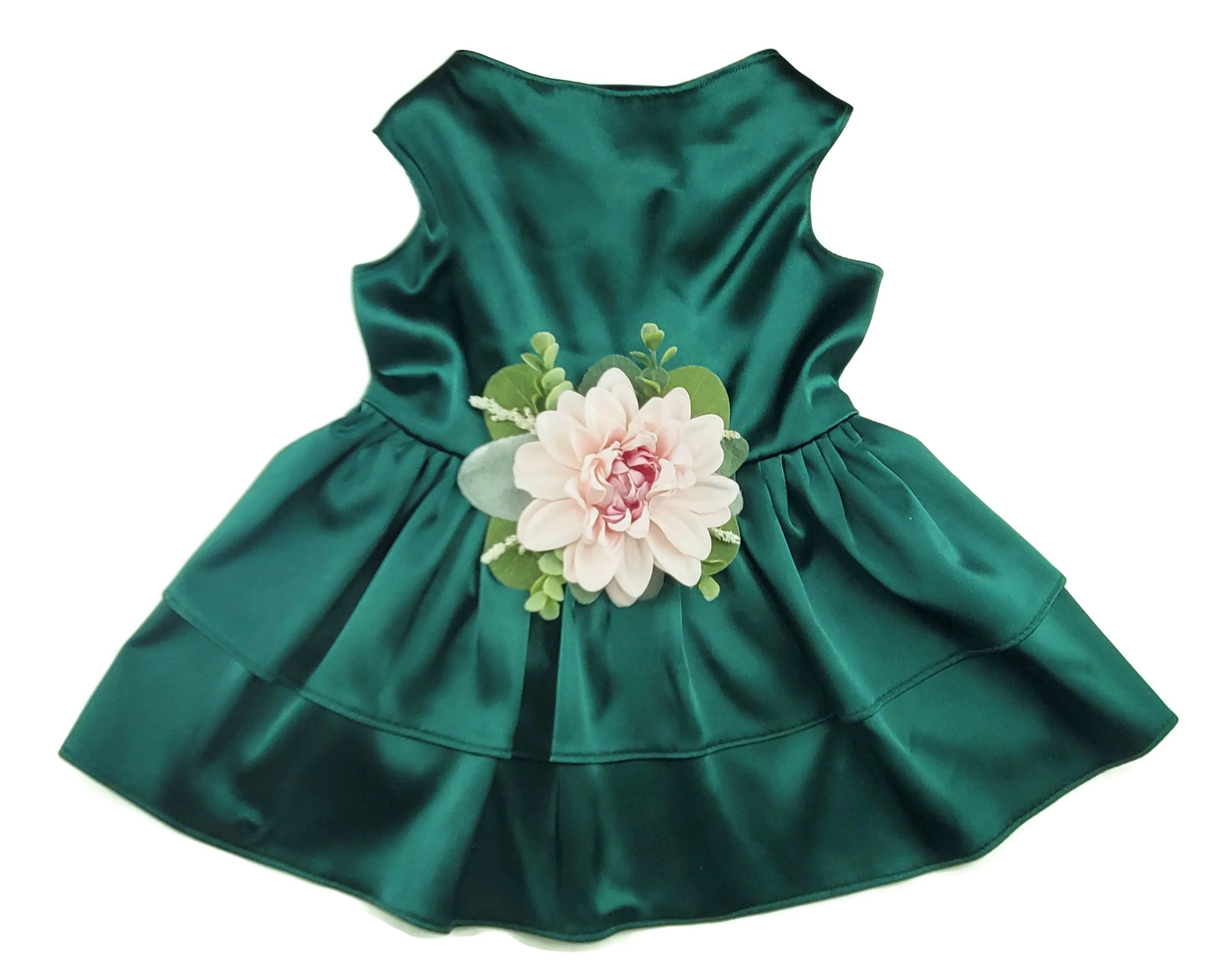 Satin Pet Dress | The Phoebe | 10 Color Options | Forest Green