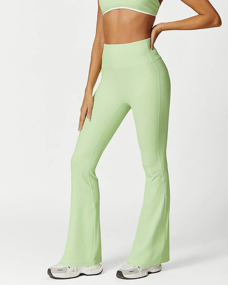 SheCurve®High Waist Ribbed Workout Flare Pants