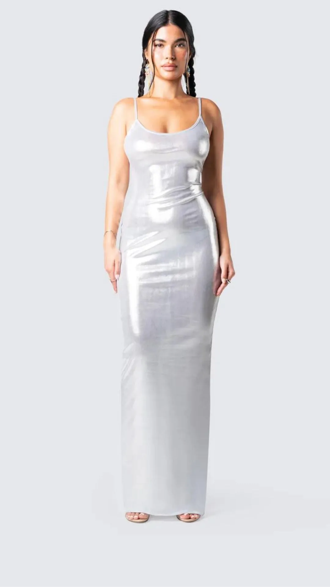 Silver Tube Maxi Dress – Shimmering Elegance