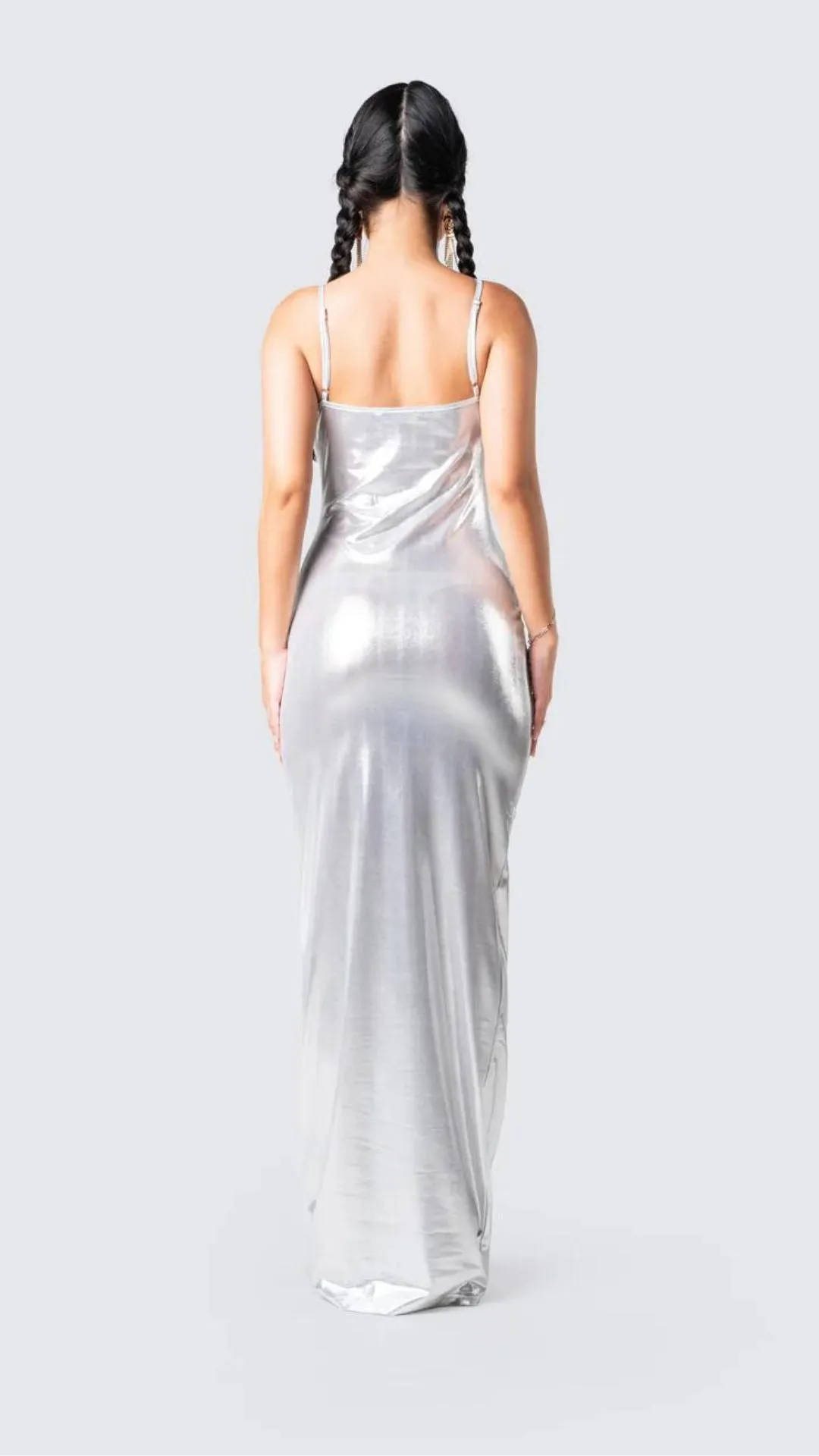 Silver Tube Maxi Dress – Shimmering Elegance