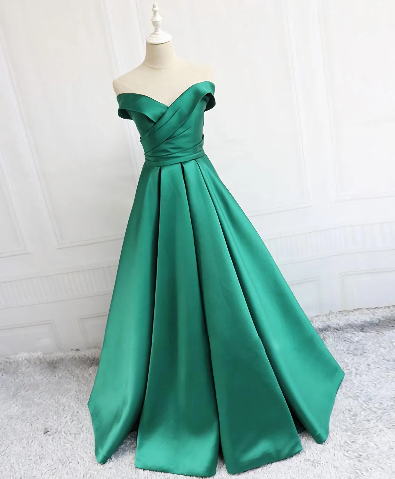 Simple Blue Satin Long Prom Dress, Blue Formal Dress