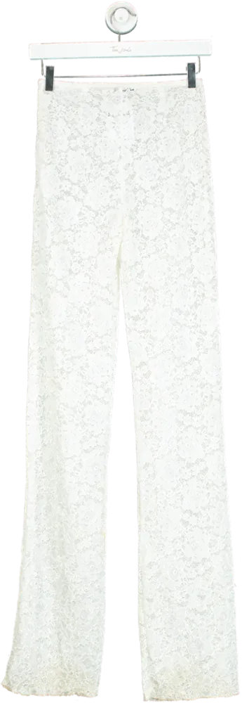 SLA THE LABEL White Lace Flared Trousers UK XS