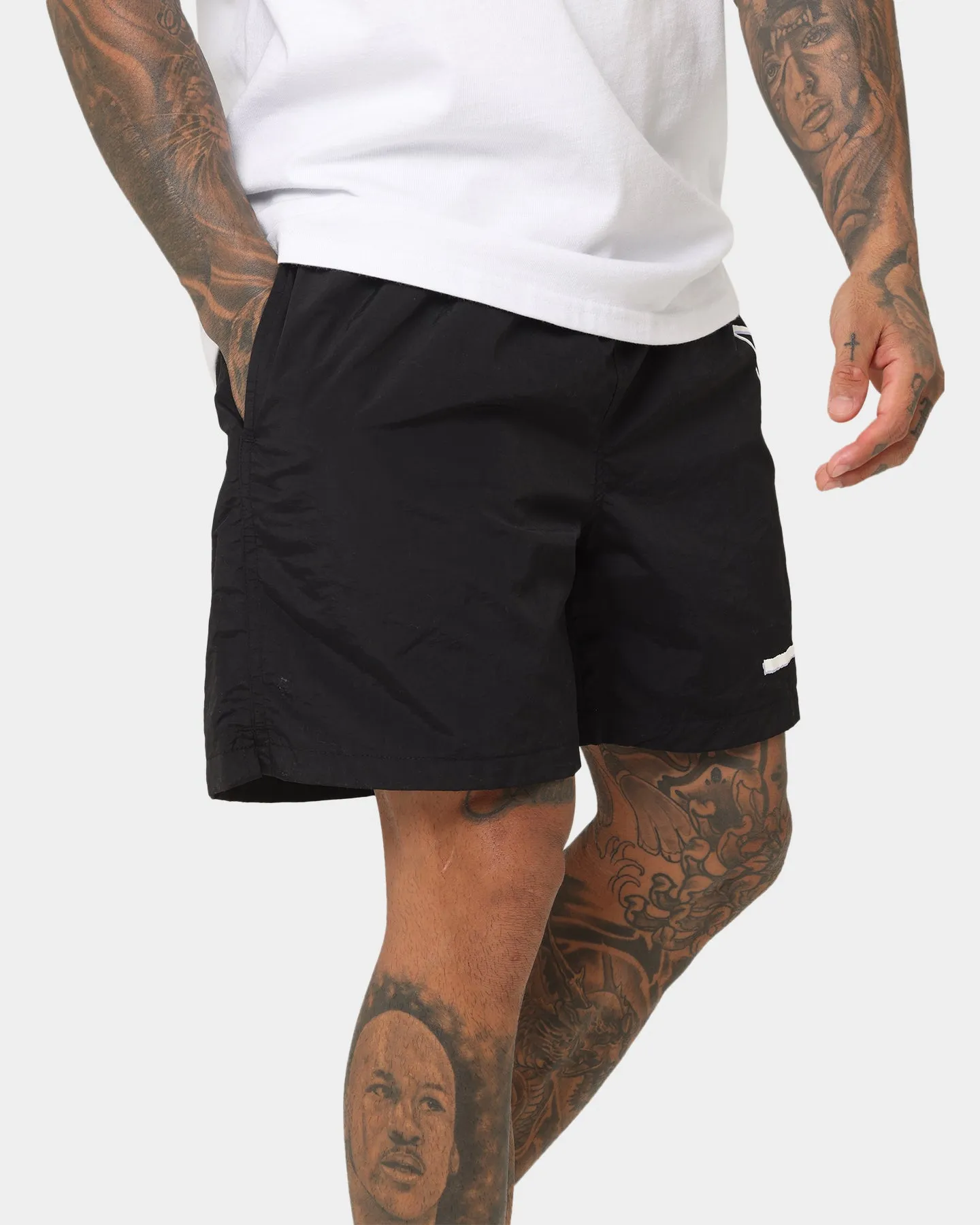 Stussy Shadow Script Long Beach Shorts Black